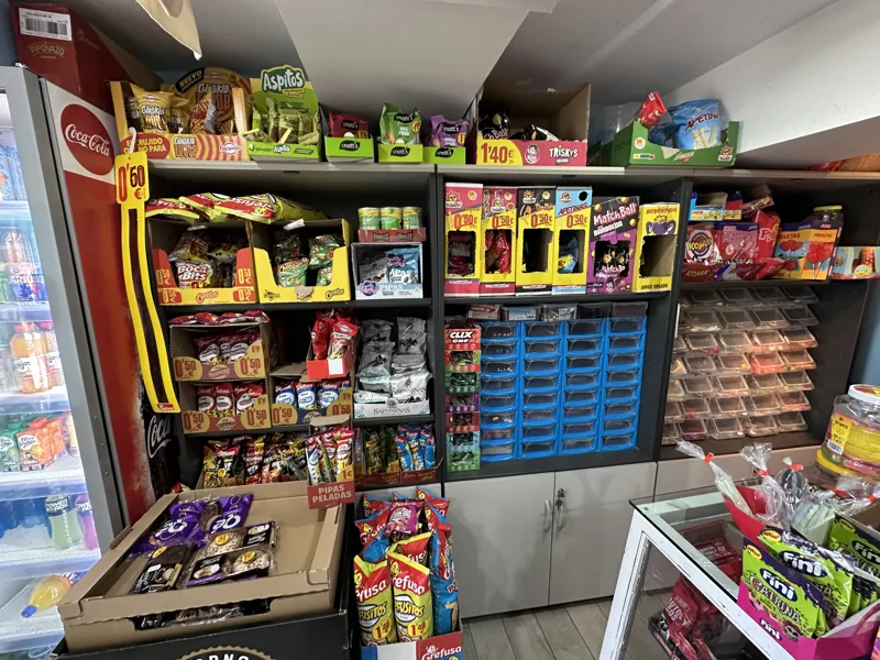Sweets, snacks and displays in the kiosk